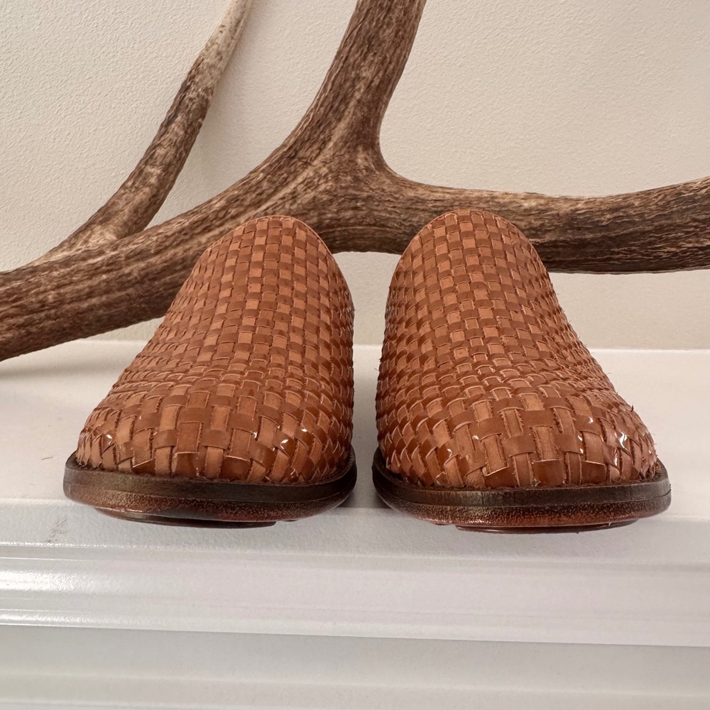 Brioso Fern Woven Leather Women's Mules Tan Brown Slip On Shoes Size 9.5M Brazil - Picture 2 of 8